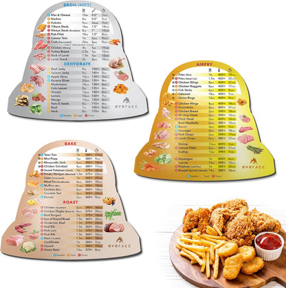 Air Fryer Magnetic Cheat Sheet Set, Instapot Air Fryer Accessories Cook Times Chart, Instant Pot Air Fryer Lid Cooking Quick Reference Guide Frying Magnets (Metallic)