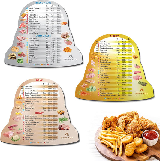 Air Fryer Magnetic Cheat Sheet Set, Instapot Air Fryer Accessories Cook Times Chart, Instant Pot Air Fryer Lid Cooking Quick Reference Guide Frying Magnets (Metallic)