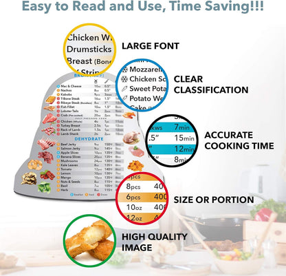 Air Fryer Magnetic Cheat Sheet Set, Instapot Air Fryer Accessories Cook Times Chart, Instant Pot Air Fryer Lid Cooking Quick Reference Guide Frying Magnets (Metallic)