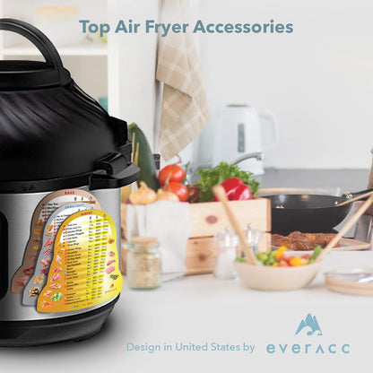 Air Fryer Magnetic Cheat Sheet Set, Instapot Air Fryer Accessories Cook Times Chart, Instant Pot Air Fryer Lid Cooking Quick Reference Guide Frying Magnets (Metallic)